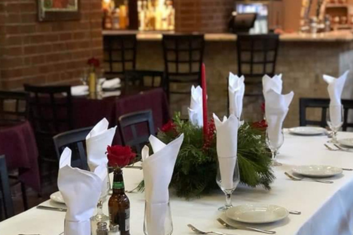 Restaurant interior, table ready for guests